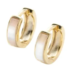 【ホワイト×ピアス】[Cream dot. クリームドット公式] ピアス レディース   フープ フープ ミニマム 小さめ 小さい リング サークル ループ シェル キャッチレス 中折れフープ 大人 上品 エレガント シンプル 通勤 きれいめ のサムネイル