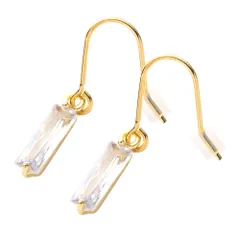 【クリア×ピアス】[Cream dot. クリームドット公式] ピアス レディース   フック 金属アレルギー ニッケルフリー 揺れる ガラス スクエア 縦長 ミニマル 小さめ 大人  