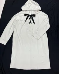 未使用品 day to day HIROMI YOSHIDA ワンピース トップス フード付き LLサイズ 定価15000円税抜 ホワイト レディース 総丈約86㎝