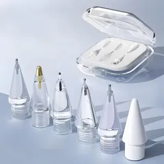 アップルペンシル ペン先、Apple Pencil Pro用交換チップ、iPencilニブアクセサリー、アップグレード版スタイラスペンチップ収納ボックス付き、Apple Pen 2nd/1st Gen & USB-C対応、6種 入り(ホワイト)