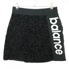 【超美品】ニューバランスゴルフ ニットスカート ダークグレー×黒 総柄編み ウエストゴム  レディース 1(M) ゴルフウェア New Balance