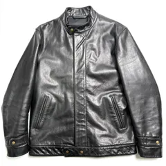 【牛革】SHIPS レザージャケット 黒 L シングルライダースジャケット 本革