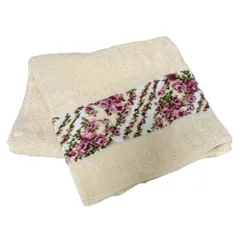 FEILER(フェイラー) 小物美品  - ベージュ×アイボリー×マルチ フェイスタオル/花柄 コットン