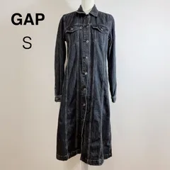 GAP アイコン デニム ダスタージャケット デニムワンピース ブラック アイコンデニム ジャケット ライトアウター カジュアル レディース S