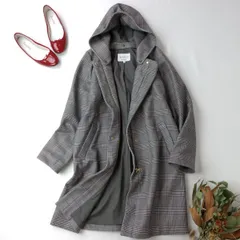 GLOBAL WORK グローバルワーク WOOLLY TEC 軽やかストレッチ 2WAY ロングコート アウター 羽織 M チェック グレー系(79Y＋0480)25F