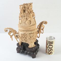 中国美術 象牙風 象牙調 多層球 花瓶 彫刻 工芸品 置物 - メルカリ