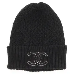 CHANEL (シャネル) ココマーク フロントロゴ ビーニー ニットキャップ ブラック