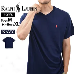 POLO RALPH LAUREN ポロ・ラルフローレン【ボーイズサイズ】832906 無地 メンズ レディース Vネック 綿100% ポニー ロゴ 刺繍 NAVY ネイビー 各サイズあり【新品・正規品】