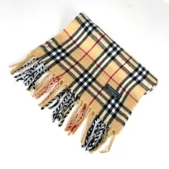 t2078 バーバリー マフラー ノバチェック ウール100% イングランド製 男女兼用 ユニセックス ベージュ フリンジ