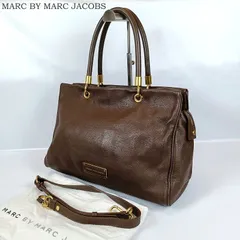 極美品 MARC BY MARC JACOBS マークバイマークジェイコブス 2way ショルダーバッグ トートバッグ ロゴプレート ブラウン 牛革