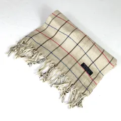 t2081 バーバリー マフラー チェック ウール100% イングランド製 男女兼用 ユニセックス ベージュ フリンジ
