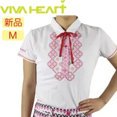 【新品・未使用】Mサイズのみ ビバハート レディース 半袖 ポロシャツ ニットポロ 012-25443 ゴルフシャツ ゴルフウェア 吸水速乾 UV リボン かわいい VIVAHEART