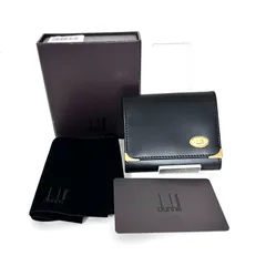 SD3948 新品未使用！ Dunhill ダンヒル オックスフォード コインケース 小銭入れ レザー ブラック メンズ 二つ折り コンパクトウォレット 金具ゴールド