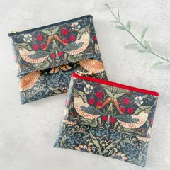 人気柄＊ポケットティッシュケースポーチ/モダファブリックス（いちご泥棒）