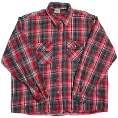 ファイブブラザー ヴィンテージ フランネルシャツ ネルシャツ バッファローチェック 赤 黒 白 2XL ブロックチェック メンズ 古着 長袖