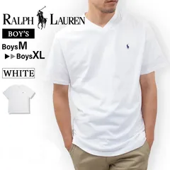 POLO RALPH LAUREN ポロ・ラルフローレン【ボーイズサイズ】832906 無地 メンズ レディース Vネック 綿100% ポニー ロゴ 刺繍 WHITE ホワイト 各サイズあり【新品・正規品】