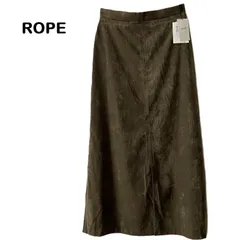 【ROPE/ロペ】ロングスカート 台形  スウェード風 カーキ系 グリーン スエード 洗濯OK 日本製（中古・未使用品）