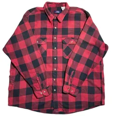 ファイブブラザー ブロックチェック 赤黒 フランネルシャツ バッファローチェック ネルシャツ 3XL オーバーサイズ 赤 黒 ブロック メンズ 古着 長袖