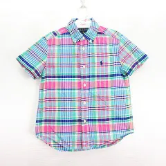 ラルフローレン RALPH LAUREN シャツ 半袖 ボタンダウン チェック ロゴ コットン 6 マルチカラー ※EKM