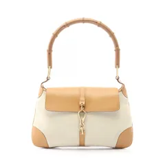 グッチ GUCCI ハンドバッグ バンブー 001・4096 ベージュ スウェード レザー バンブー レディース Used B