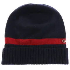 GUCCI (グッチ) GGメタルロゴ ウールキャップ ニット帽 ブラック 494598 4G206のサムネイル