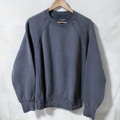 ENGINEERED GARMENTS エンジニアードガーメンツ フェード ダメージ 加工 ナス紺 クロスバーネック ラグラン スウェット シャツ size.M
