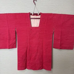 き747】深紅×地模様のレトロ羽織／味わいある織り表情・和モダンに映える一着 着物 羽織 和服 リメイク素材にも