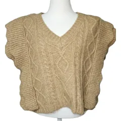 ZARA Vネック ケーブルニット ベスト Sサイド