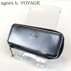 agnes b. VOYAGE アニエスベーボヤージュ 4連 キーケース ファスナー ロゴ刺繍 ガンメタシルバー 中古 コンパクト 小型 レディース 鍵入れ