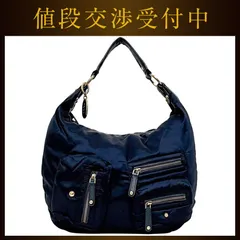 トッズ ワンショルダー バッグ ネイビー 美品 ナイロン レザー 中古