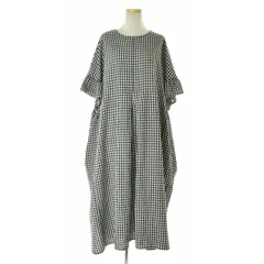 【mumokuteki】ギンガムチェック タック五分袖ワンピース