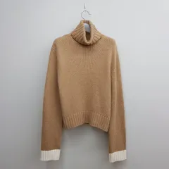 AND YOU 앤유 コペンハーゲン バイカラー 袖 ハーフ タートルネック ニット 1サイズ