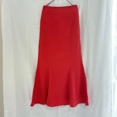 新品 未使用 レディース ロング丈 マーメイド スカート F フリーサイズ レッド オレンジ ウエストゴム バックスリット おしゃれ キレイめ かわいい カジュアル