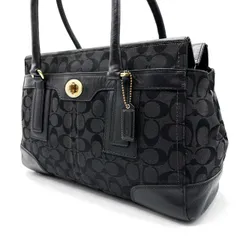 ✨良品✨ COACH コーチ トートバッグ ハンドバッグ ショルダーバッグ シグネチャー キャンバス レザー 革 ブラック ゴールド金具 キーホルダー ユニセックス 男女兼用 メンズ レディース