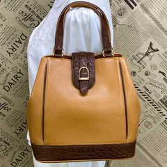 オーストリッチ ハンド トート フォーマルバッグ 旅行 ビジネス 茶 FY171