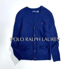 ck80a 現行 POLO RALPH LAUREN カシミヤ ウール Vネック　ケーブルニット　カーディガン　ポニー刺繍　ロゴ　ニット　セーター　小さいサイズ　ポロラルフローレン