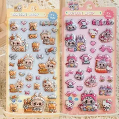 【新品】ラブブLABUBUボンボンドロップシールぷっくりシール立体シール　可愛いシール　２種類セットご褒美