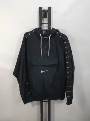 ナイキ アノラック ビックスウォッシュ サイドテープ ウーブン ジャケット ブラック m