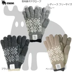 moz モズ  レディース 雪柄裏ボアグローブ 手袋 婦人 冬 温かい 防寒 おしゃれ プレゼント 雪 カジュアル アウトドア レジャー 662-1055
