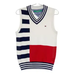 サイズ：M TOMMY HILFIGER GOLF トミー ヒルフィガーゴルフ  Vネックニットベスト  ホワイト系 [240101554695] ゴルフウェア レディース ストスト