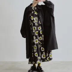 manana suerte ウールオーバーサイズロングコート ブラック  BIGコート