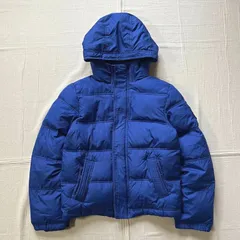 希少　新品タグ付　archive　Abercrombie&Fitch　KEMPSHALL JACKET　アバクロ　ジップアップ　肉厚ブルゾン　ダウンジャケット　忍者型フード　腕ロゴワッペン　ブルー　M　Y2K　平成レトロ　zip up down jacket