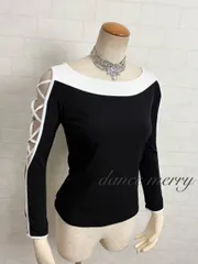 Mサイズ　新品　社交ダンス　トップス　黒　白　レッスン　シンプル　ラテン　2967