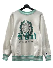 チャンピオン Champion REVERSE WEAVE リバースウィーブ 90s 90年代 USA製 刺繍タグ ヴィンテージ リブライン カレッジ スウェット プリント ホワイト Mサイズ 104MT-2276