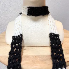 【ハンドメイド】クロシェ　かぎ針　スキニーマフラー　ミニマフラー　スリムマフラー　韓国