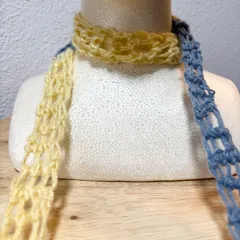 【ハンドメイド】クロシェ　かぎ針　スキニーマフラー　ミニマフラー　スリムマフラー　韓国