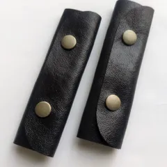 上質レザー持ち手カバー本革定番ブラックレザーハンドルカバーLLビーンオーシバルエルベシャプリエトートなどにピッタリ！