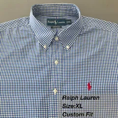Ralph Lauren ギンガムチェック ボタンダウンシャツ XL / Custom Fit コットン100% メンズ
