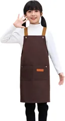 SCHOOL HERO 子供用 エプロン 幼稚園 保育園 小学生 低学年 高学年 ポリエステル100％ 撥水・防水加工肩紐サイズ調整可能 家庭科 調理実習 授業 料理 お菓子作り 工作 (チョコレートブラウン,  L（120～140cm）)