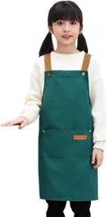 SCHOOL HERO 子供用 エプロン 幼稚園 保育園 小学生 低学年 高学年 ポリエステル100％ 撥水・防水加工肩紐サイズ調整可能 家庭科 調理実習 授業 料理 お菓子作り 工作 キャンプ (グリーンフォレスト,  M（80～120cm）)